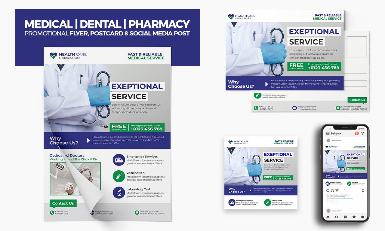 I will do professional medical, dental, pharmacy flyer or postcard and eddm