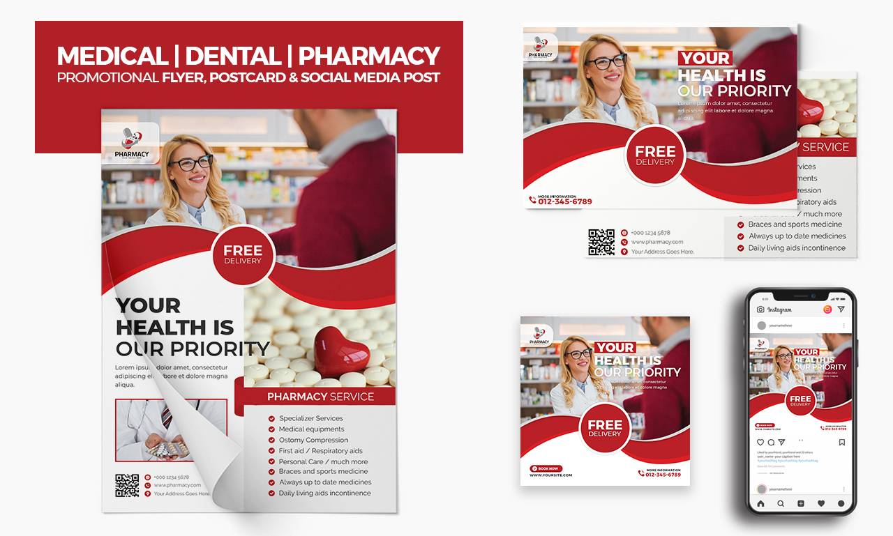 I will do professional medical, dental, pharmacy flyer or postcard and eddm