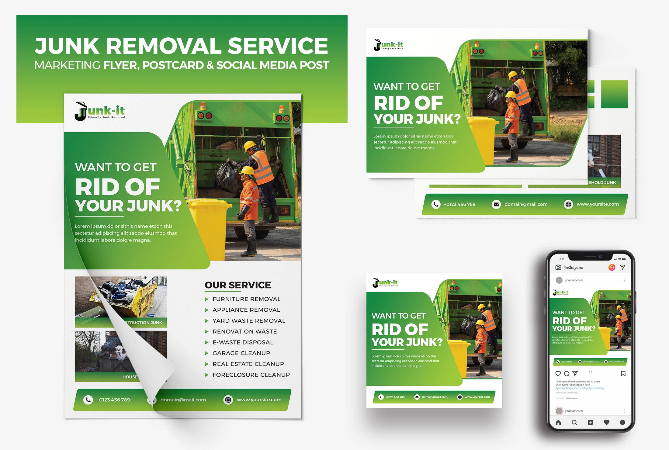 I will design cleaning service, junk removal marketing flyer, banner or eddm postcard