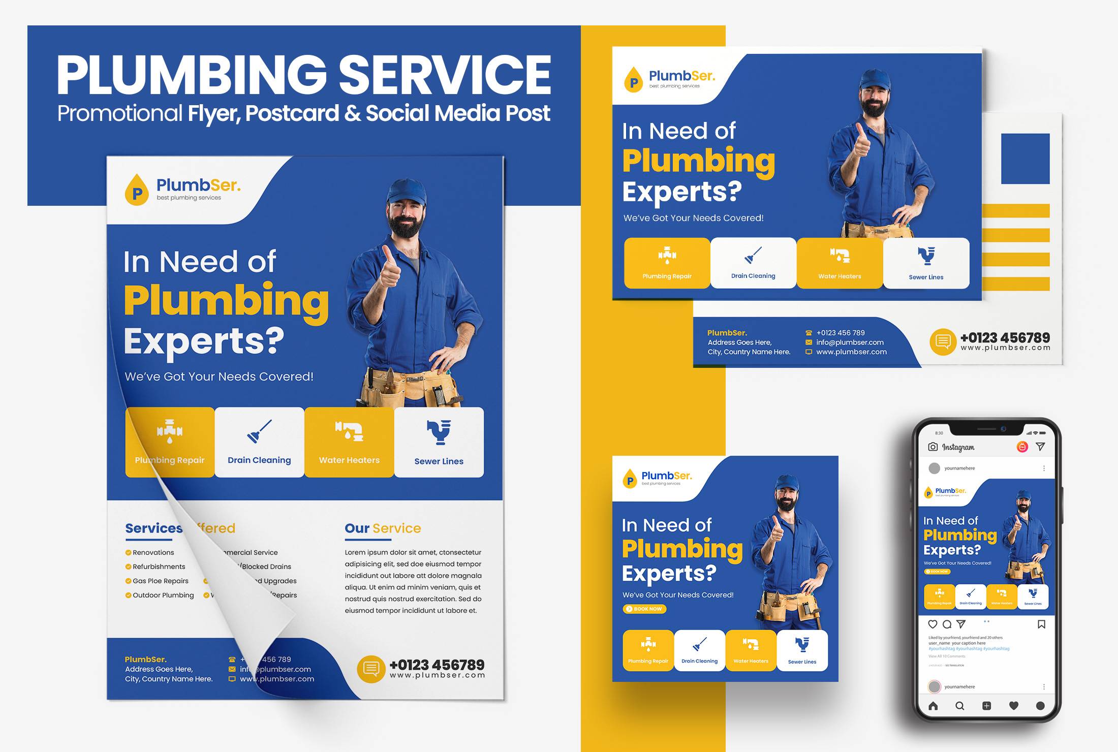 I will design professional plumber flyer, banner, postcard for your plumbing business