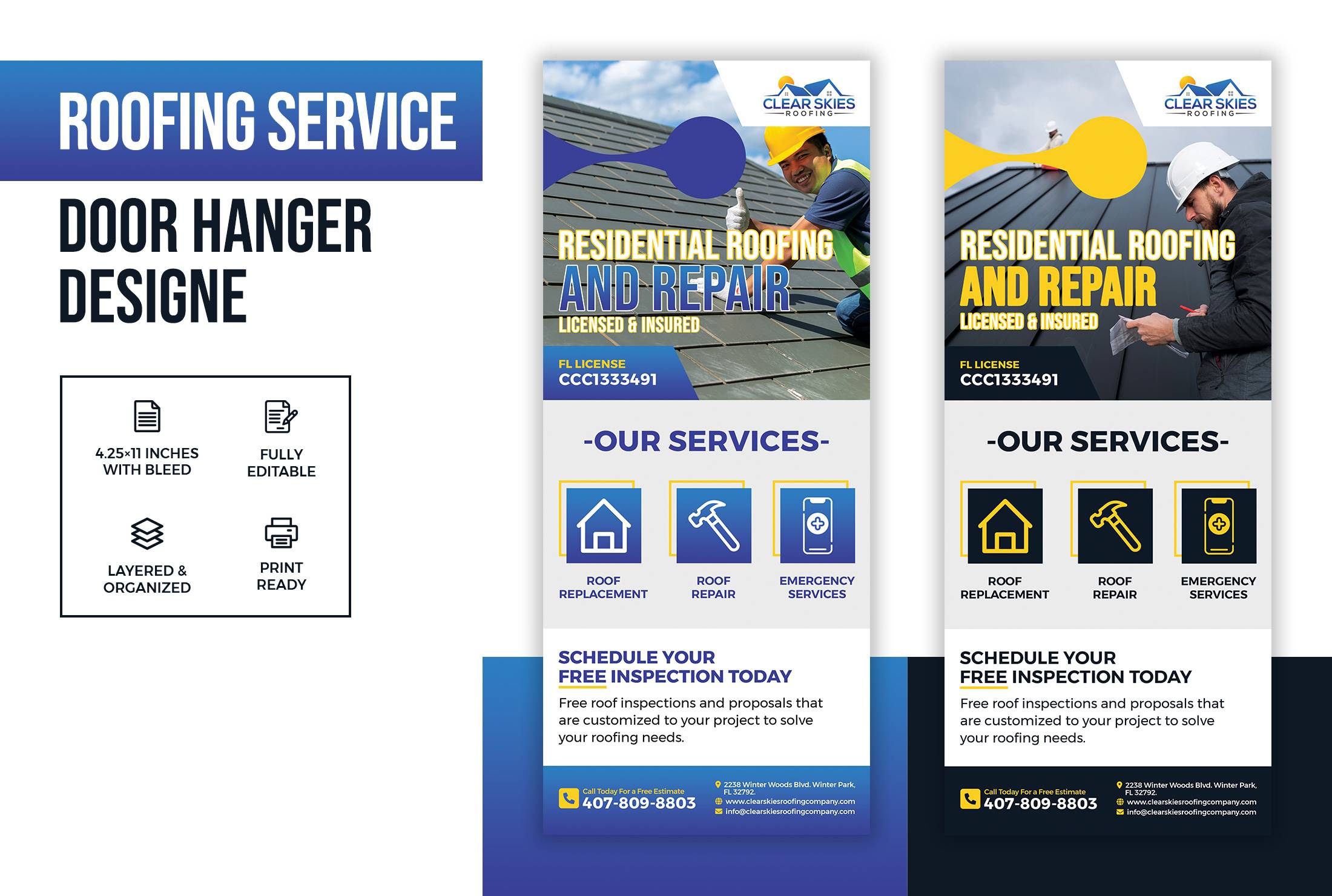 I will design roof repair, roof cleaning marketing flyer, postcard, door hanger, banner