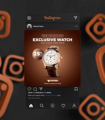 Chocolate Color Classical Watch Social Media Post Template
