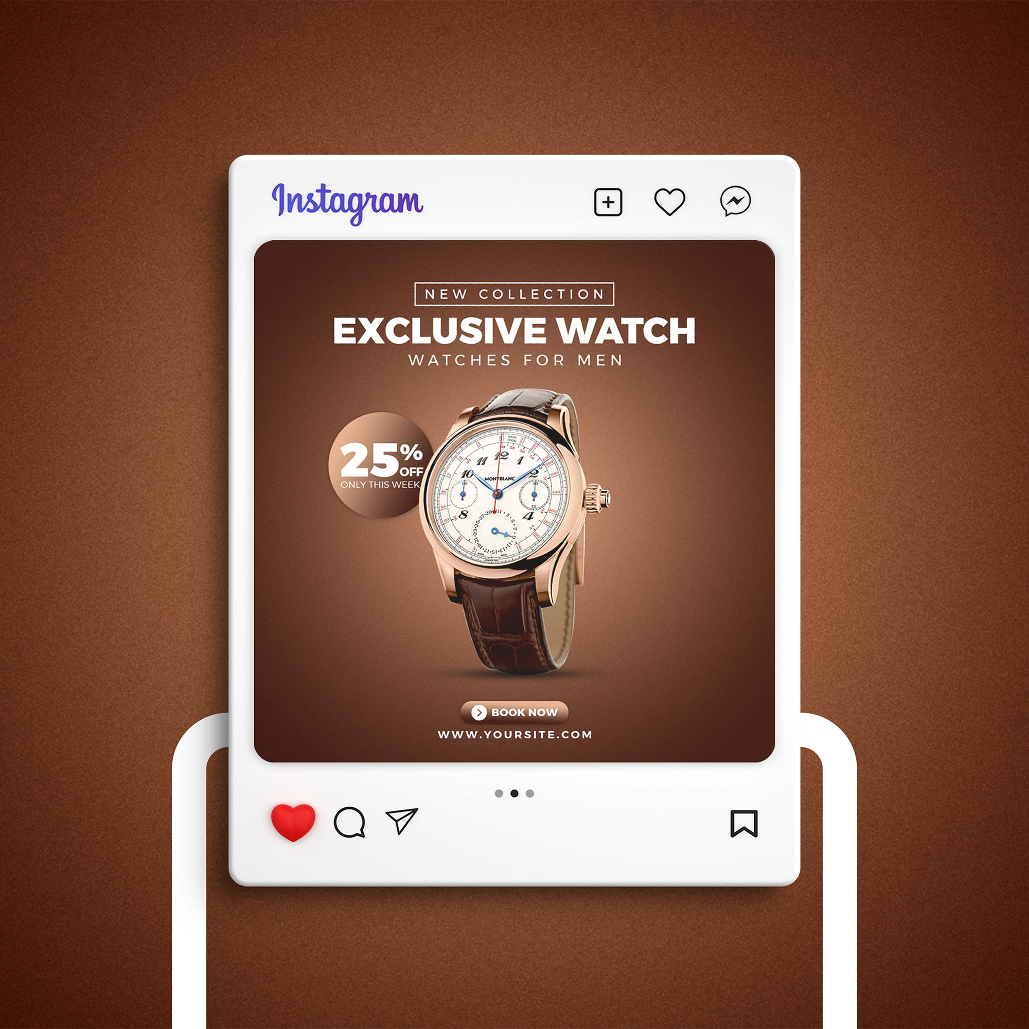 Chocolate Color Classical Watch Social Media Post Template